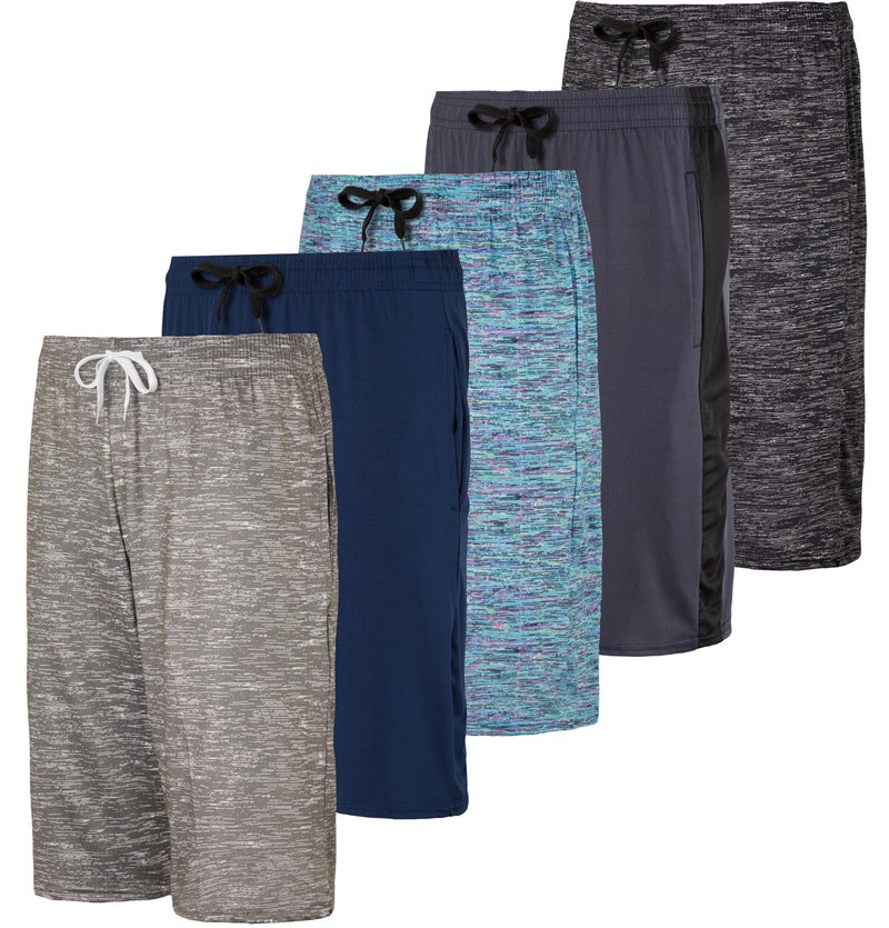REALESSENTIALS Real Essentials 5-Pack Boys' Dry-Fit Active Athletic Performance Basketball Shorts with Pockets, XL (16-18) - Image 1